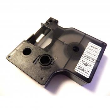 vhbw Cinta de escritura compatible con Dymo LabelManager 350, 350D, 360D, 400, 420P, 450, 450D, 500 impresora etiquetas 6 mm negro a transparente
