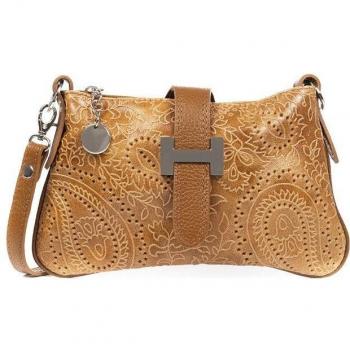 Bolso de mano Allerona en piel auténtica grabado arabesco, diseño italiano Firenze Artegiani