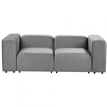 Sofá Modular Moderno de 2 Plazas con Tapicería de Terciopelo Gris Falsterbo