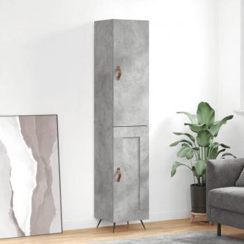 Aparador de madera contrachapada gris hormigón 34,5x34x180 cm