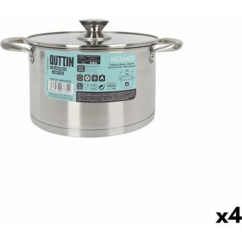 Olla Cacerola con Tapa de Cristal Quttin Hermes Acero 4 L (4 Unidades)