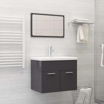 Juego de muebles de baño de madera de ingeniería gris brillo