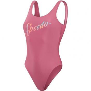 Bañador Speedo Logo Deep U-Back rosa chicle mujer - 32, traje de baño con diseño de espalda en U profunda, color rosa chicle, talla 32