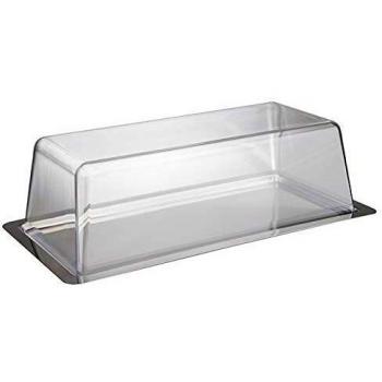 Bandeja Rectangular con Tapa Transparente de Acero Inoxidable 34 x 16,5 cm