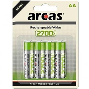 Pack de 4 Pilas Recargables NiMH AA 2700mAh 1,2V Arcas
