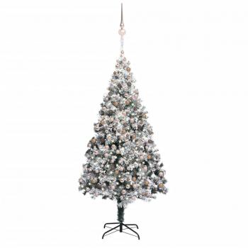 Árbol de Navidad Artificial con LEDs, Bolas y Nieve Verde 400 cm