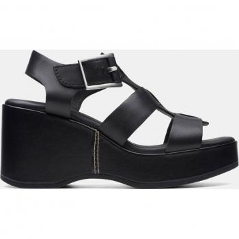 Sandalias de cuña Clarks Manon Cove para mujer en piel con plataforma color negro