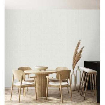 Papel Pintado Vinílico Efecto Fibra Vegetal Nácar y Blanco con Textura en Relieve - Mumbai Wide 682457 de GAULAN - Rollo de 10 m x 0,52 m