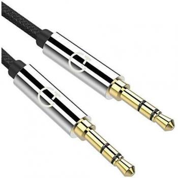 Gritin Cable de Audio, Cable Jack 3.5mm y Macho Macho de Nylon Trenzado Premium Cable Aux Auxiliar para Auriculares, iPods, Phones, iPads, Audio de Coche, Smartphones, MP3 y Más - Negro