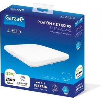 Plafón LED Cuadrado 36W 480x480mm 3200lm Luz Fría 6500K Iluminación de Techo