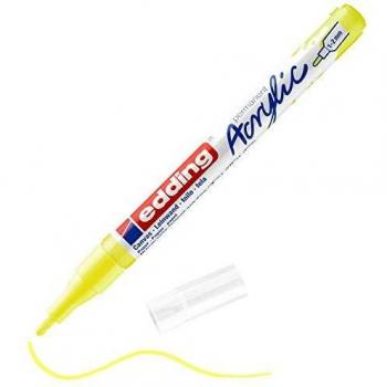 Marcador Acrílico Edding 5300 Fino Neón Amarillo 1-2 mm, Resistente al Agua, Punta Redonda