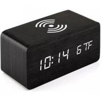 Reloj Despertador Inalámbrico Qi con Cargador - Negro