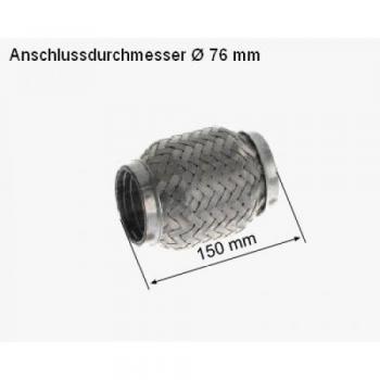 Unión flexible de escape HJS 83 00 8581, tubo flexible de acero inoxidable sin conexión