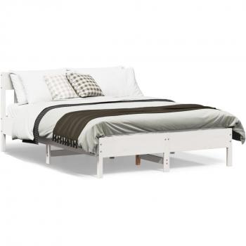 Cama sin colchón blanca 150x200 cm de madera maciza de pino con cabecero Vidaxl