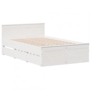 Cama con cabecero sin colchón madera maciza blanca 135x190 cm