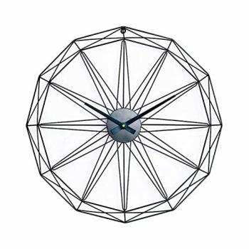 Reloj de Pared Moderno Negro Ø60cm - Aluminio/Metal, Extra Silencioso, Diseño Geométrico para Hogar y Oficina