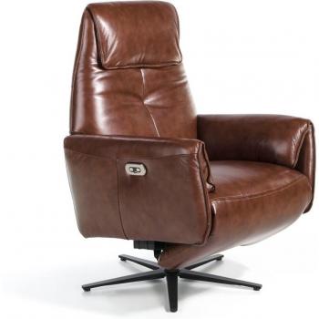 Sillón giratorio ANGEL CERDÁ 5056C piel mecanismos relax, Marrón tabaco | Negro, Piel, 79 x 83/163 x 108 cm