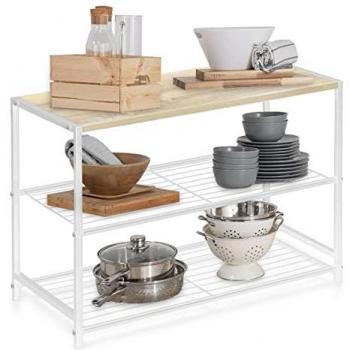 Estantería Confortime 3 Niveles Metal y Madera Ajustable - Robusta, Espaciosa y Moderna