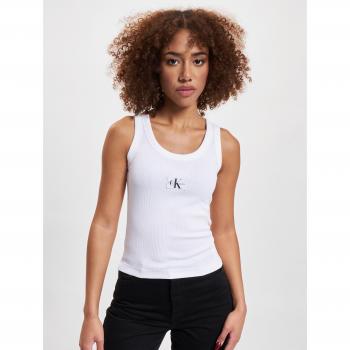 Top Calvin Klein Jeans Mujer sin mangas de canalé con insignia