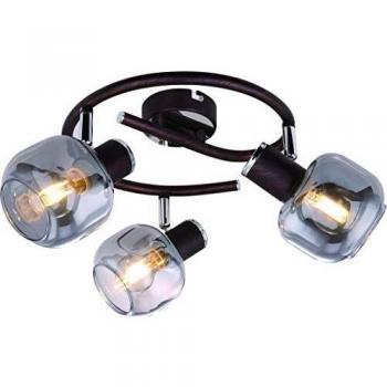 Plafón Lámpara Globo Pallo 3xE14 40W Bronce Vidrio Ahumado Ø25cm