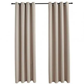 vidaXL Cortinas opacas con anillas de metal 2 piezas beige 140x245 cm