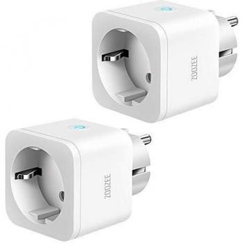 Enchufe Inteligente Zoozee WiFi Enchufe Smart 16A Inteligente Plug Compatible con Google Home Amazon Alexa, App Control en Cualquier Lugar y Tiempo, No Requiere Hub