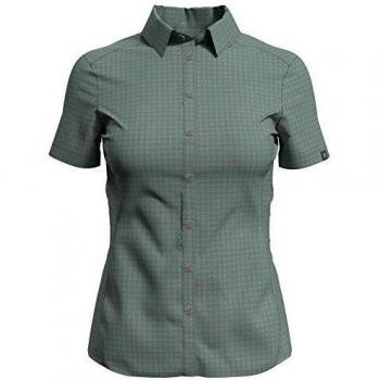 Odlo Kumano Check Blusa de Manga Corta para Mujer, Crema de Menthe-Olo Concrete Grey-Cuadros, Extra-Large