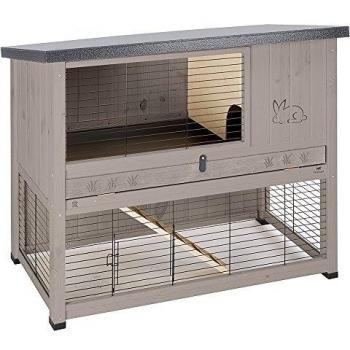 Conejera de exterior Ranch 120 básica de madera FSC, dos pisos, accesorios incluidos, color gris