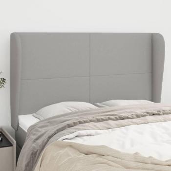Cabecero con orejas de tela gris claro 147x23x118/128 cm