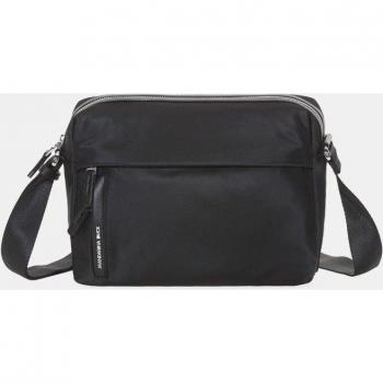 Mandarina Duck - Bandolera mediana negra con cremallera y asa larga ajustable