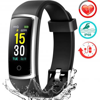FITFORT Pulsera de Actividad Reloj Inteligente para Hombre y Mujer, IP68 Impermeable Reloj Deportivo con Rtmo Cardíaco, Presión Sanguínea, Sueño Monitor, Contador y Calorías para Android y iOS