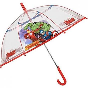 Paraguas Automático Transparente Avengers Marvel, Campana de 74cm para Niños - Producto Oficial