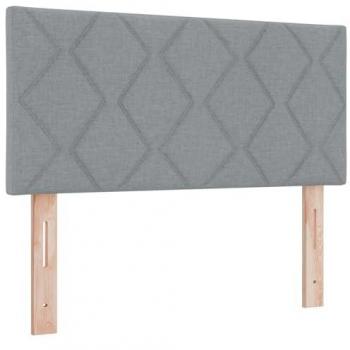 Cabecera LED con Diseño de Bloques de Diamante Gris Claro 90 cm Tela