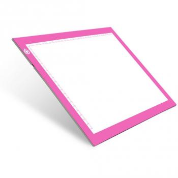 Tablero de Trazado Digital para A4 USB Tablet Box Tracer Para Dibujo, Mesa de Luz Dibujo A4 Dimmable Brillo, Light Pad Botón LED Inteligente Rosado para Aniamtion, Dibujando, Diseñando,Bocetos, X-Ray
