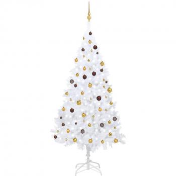 vidaXL Artificial Pre-lit Christmas Tree with Ball Set White 240 cm