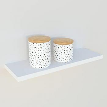 Estante Pared Madera FSC® Henor 65 x 20 x 2.5 cm Blanco con Herraje Totalmente Oculto y Carga hasta 25 Kg