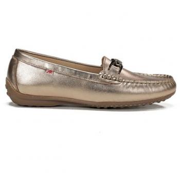 Fluchos F0804 Mocasín Plano Mujer Dorado Cuero Cómodo Estiloso