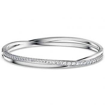 Swarovski Twist Women's Base Metal Bracelet - Silver 5565210, Rhodium Plated, White Crystals, Gray, One Size