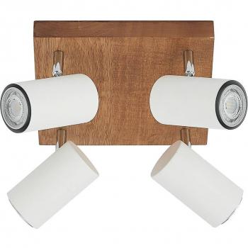 Foco de techo Lindby Maniva, 4 luces, color blanco, diseño moderno, material de madera y metal