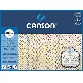 Bloc Encolado para Acuarela 300g 23x31 cm 20 Hojas Grano Rugoso Canson