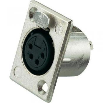 Conector XLR Neutrik NC4FP1 de Panel, 4 Pines, Contactos Rectos, Color Plata