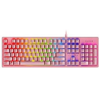 Razer Huntsman Quartz Edition Teclado con teclas opto-mecánicas  actuación óptica, barra estabilizadora de teclas,  Synapse 3, Rosa / Mercury
