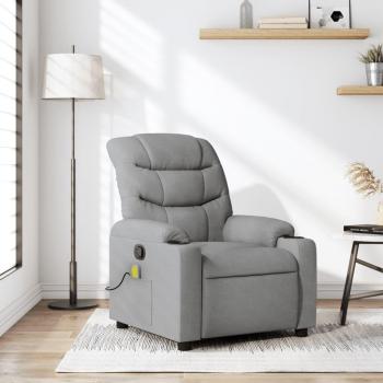 Sillón de masaje reclinable de tela gris claro vidaXL