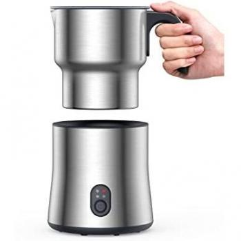Espumador de leche, automático de 500ml de acero inoxidable 4en1, con espuma de leche caliente y fría, chocolate caliente, recipiente de leche inalámbrico, apto para lavavajillas