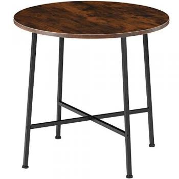 Mesa de comedor Ennis 80 x 76 cm - Mesa redonda de comedor con diseño industrial, tableros de MDF estables con recubrimiento protector de melamina, estructura de acero sólida y firme con revestimiento en polvo