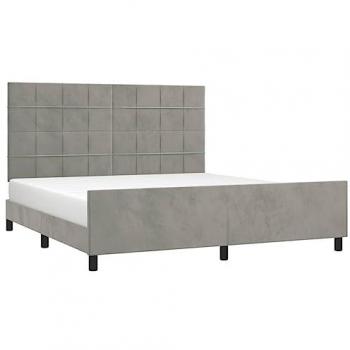 Estructura de cama con cabecero terciopelo gris claro 160x200 cm