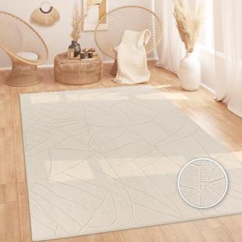 Alfombra Moderna Boho Chic Beige Pelo Alto Lavable 120x160 cm