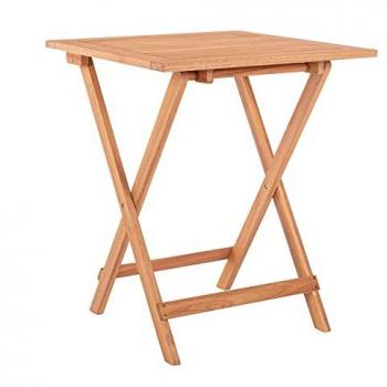 Mesa Auxiliar Plegable Kate 60 x 60 x 72,5 cm Natural Madera de acacia, Resistente y Plegable Cuadrada, para 2-4 Personas, De Madera natural sostenible de Acacia