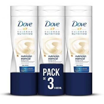 Dove  Loción Corporal para Piel Seca Bodymilk Nutrición Esencial 400ml - Pack de 3