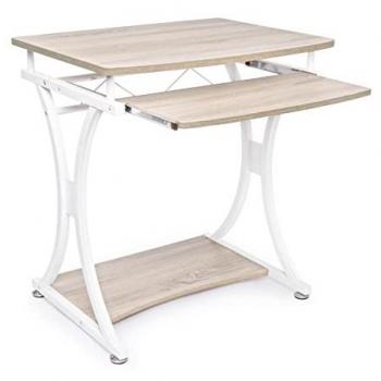 Escritorio para PC BIZZOTTO de acero blanco con bandeja extraíble, dimensiones 70x55x76 cm